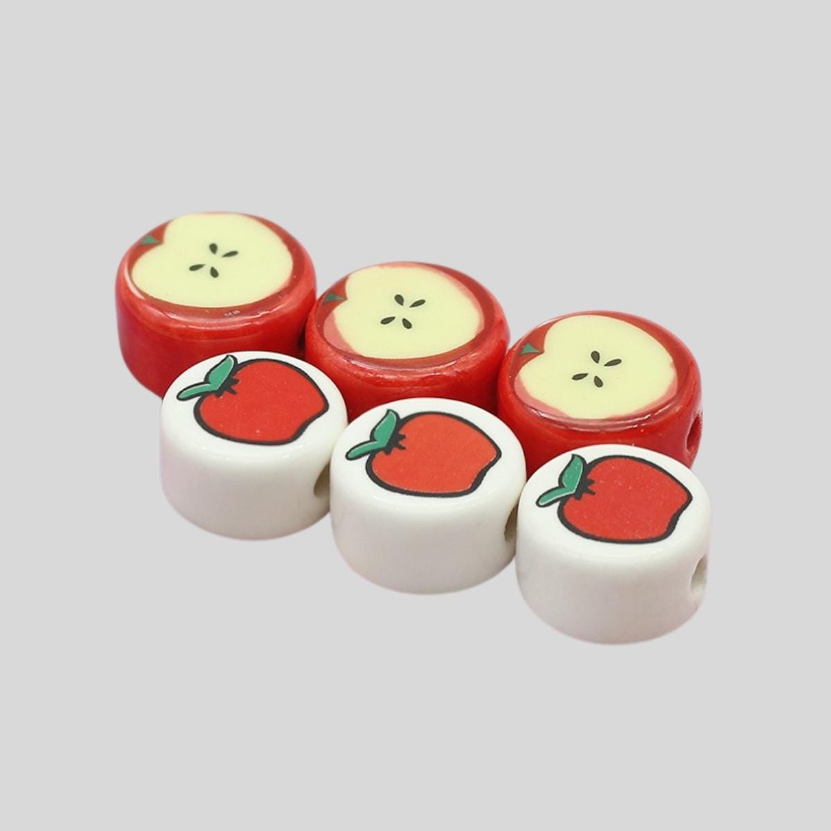 Red Apple Acrylic Beads, Fruit Spacer Beads for Jewelry Making.