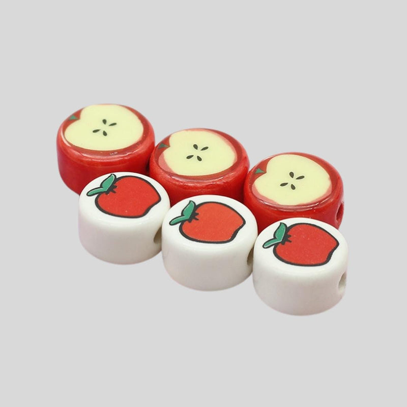 Red Apple Acrylic Beads, Fruit Spacer Beads for Jewelry Making.