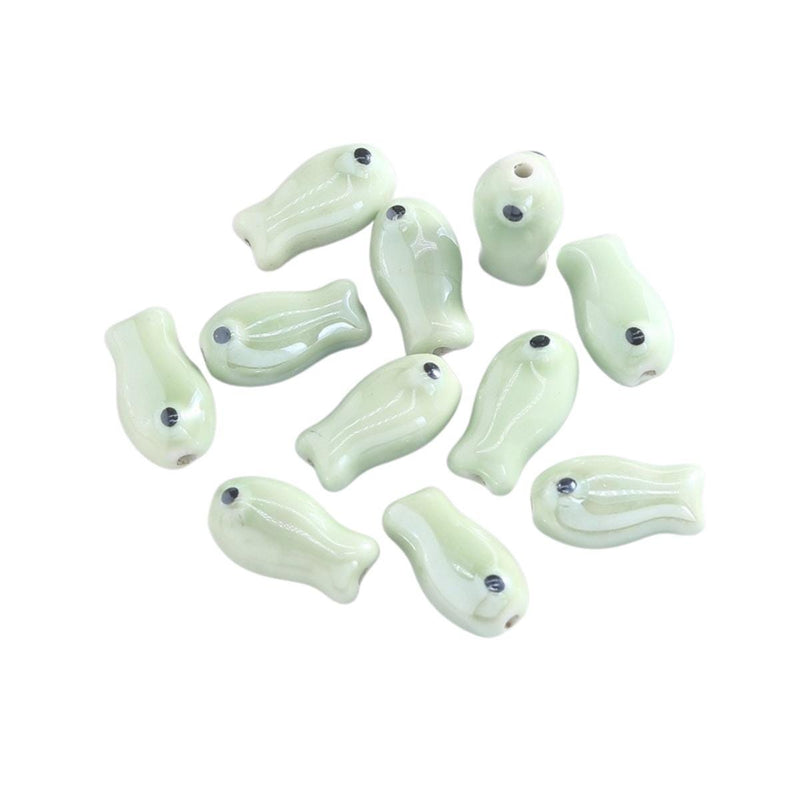 Glazed Ceramic Fish Beads, Colorful Jewelry Making Supplies.