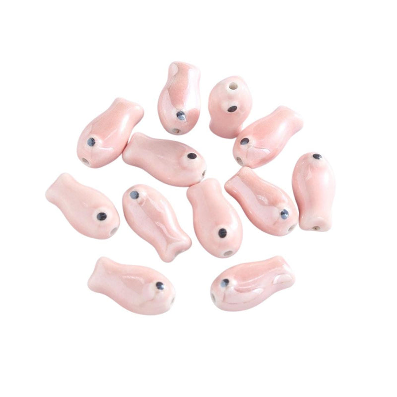 Glazed Ceramic Fish Beads, Colorful Jewelry Making Supplies.