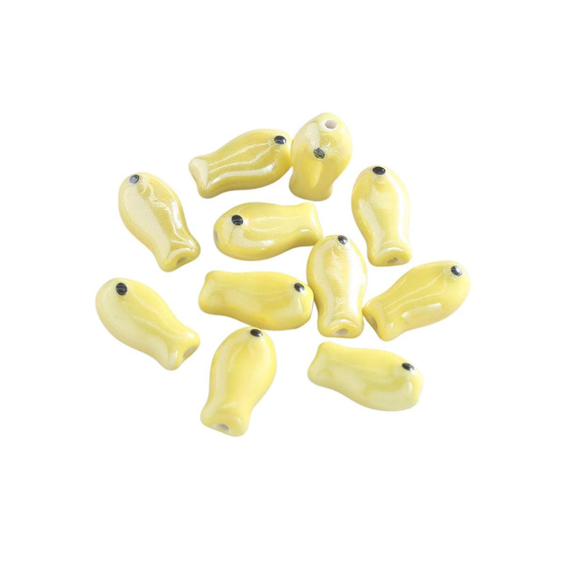 Glazed Ceramic Fish Beads, Colorful Jewelry Making Supplies.