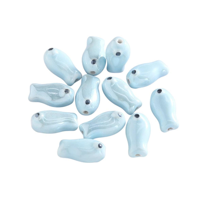 Glazed Ceramic Fish Beads, Colorful Jewelry Making Supplies.