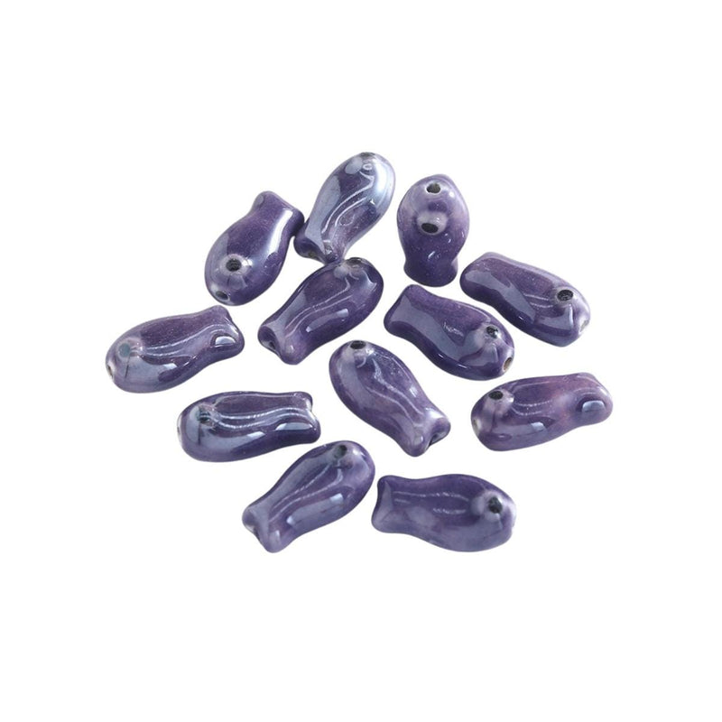 Glazed Ceramic Fish Beads, Colorful Jewelry Making Supplies.