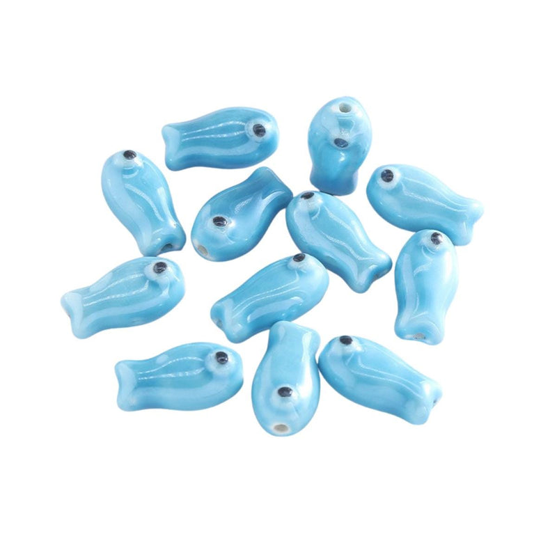 Glazed Ceramic Fish Beads, Colorful Jewelry Making Supplies.