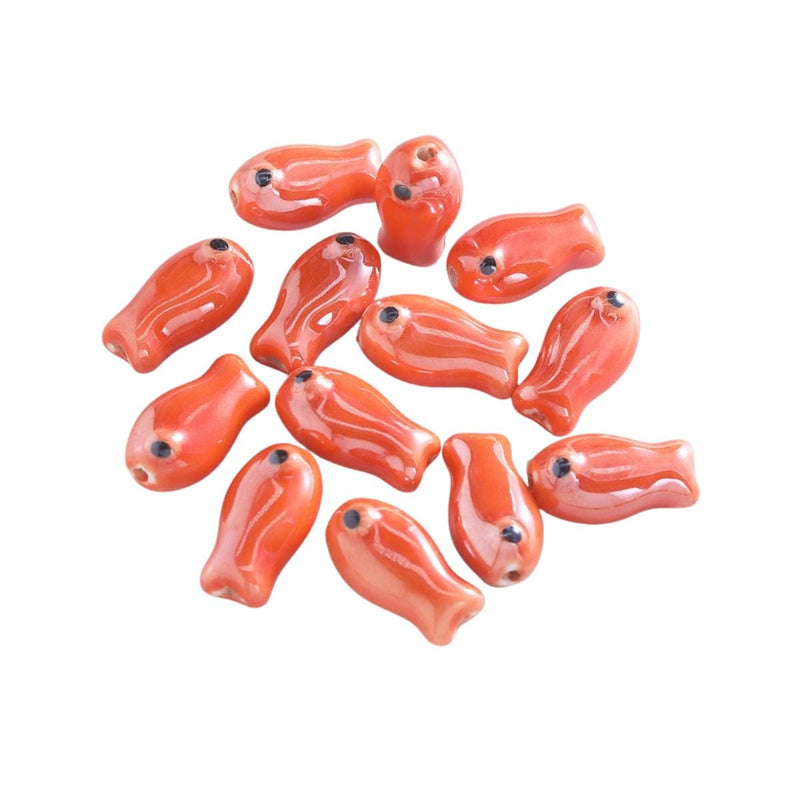 Glazed Ceramic Fish Beads, Colorful Jewelry Making Supplies.