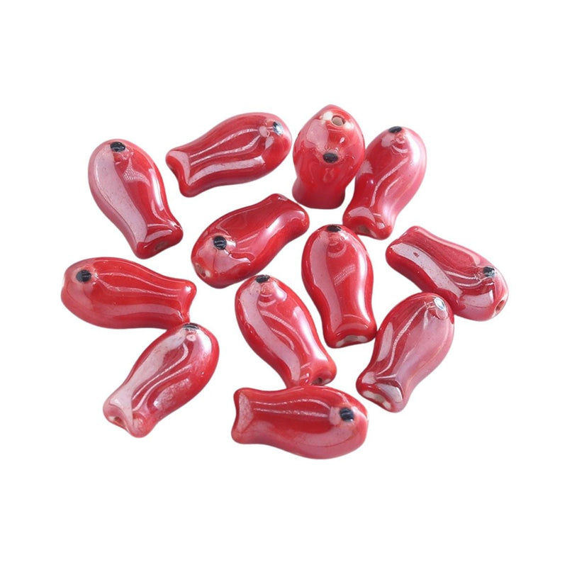 Glazed Ceramic Fish Beads, Colorful Jewelry Making Supplies.