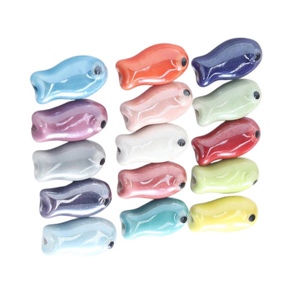 Glazed Ceramic Fish Beads, Colorful Jewelry Making Supplies.