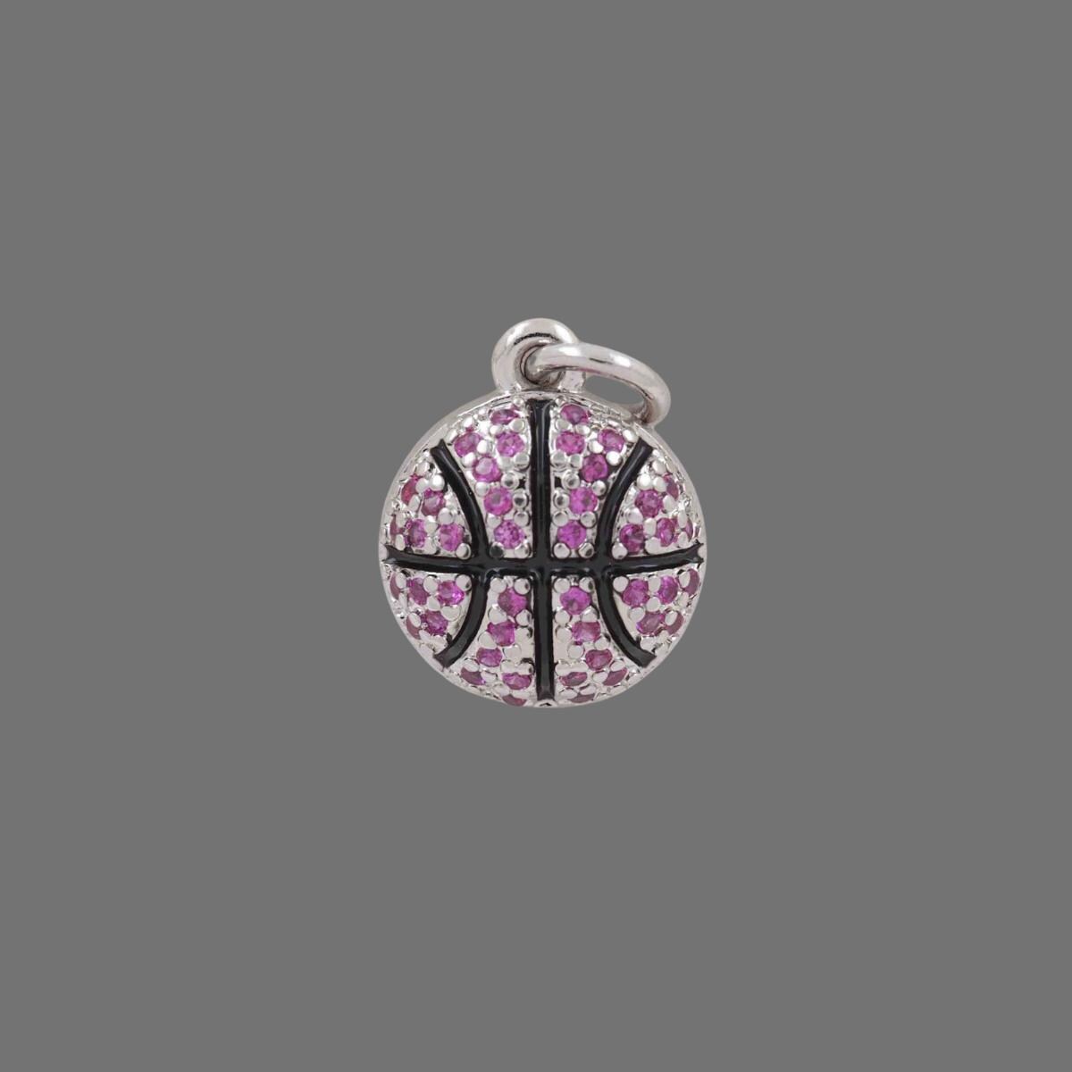 Gold Plated Basketball Charm, CZ Sports Pendant