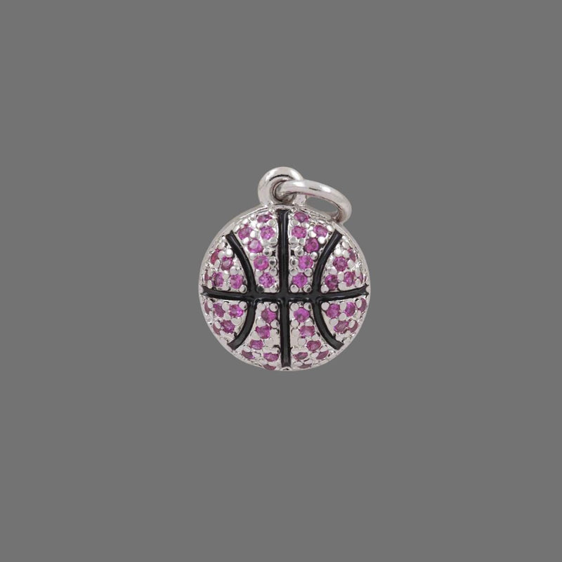 Gold Plated Basketball Charm, CZ Sports Pendant