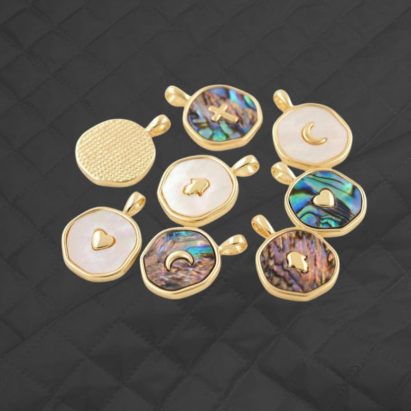 Gold Plated Shell Pendant | Mother of Pearl, Abalone Charm