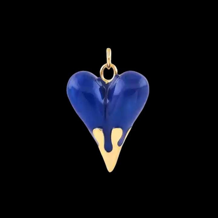Gold Plated Enamel Heart Charm | Colorful Heart Pendant