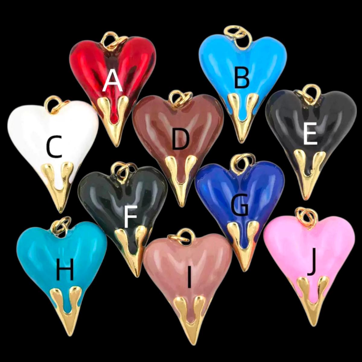 Gold Plated Enamel Heart Charm | Colorful Heart Pendant