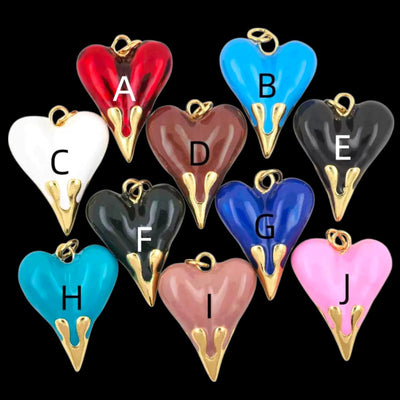 Gold Plated Enamel Heart Charm | Colorful Heart Pendant