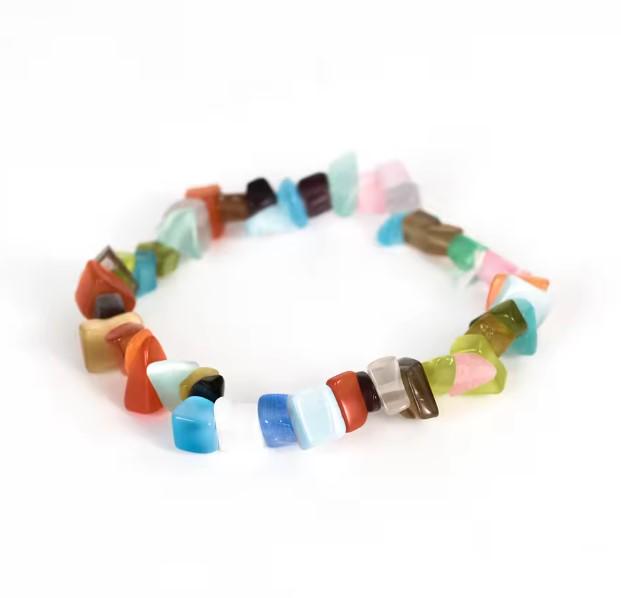 Handmade Colorful Natural Stone Healing Gravel Chipped 7 Chakra Crystal Chip Bracelet   Set 2