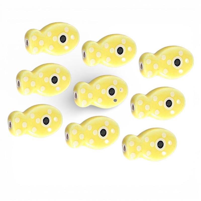 Polka Dot Ceramic Fish Beads | Playful Jewelry Making.