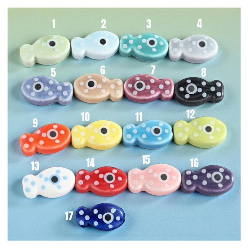 Polka Dot Ceramic Fish Beads | Playful Jewelry Making.
