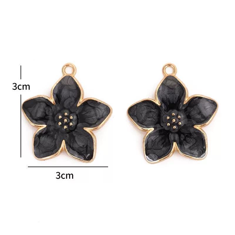 Colorful Gold Edge Floral Pendants -Enamel Flower Charms #2