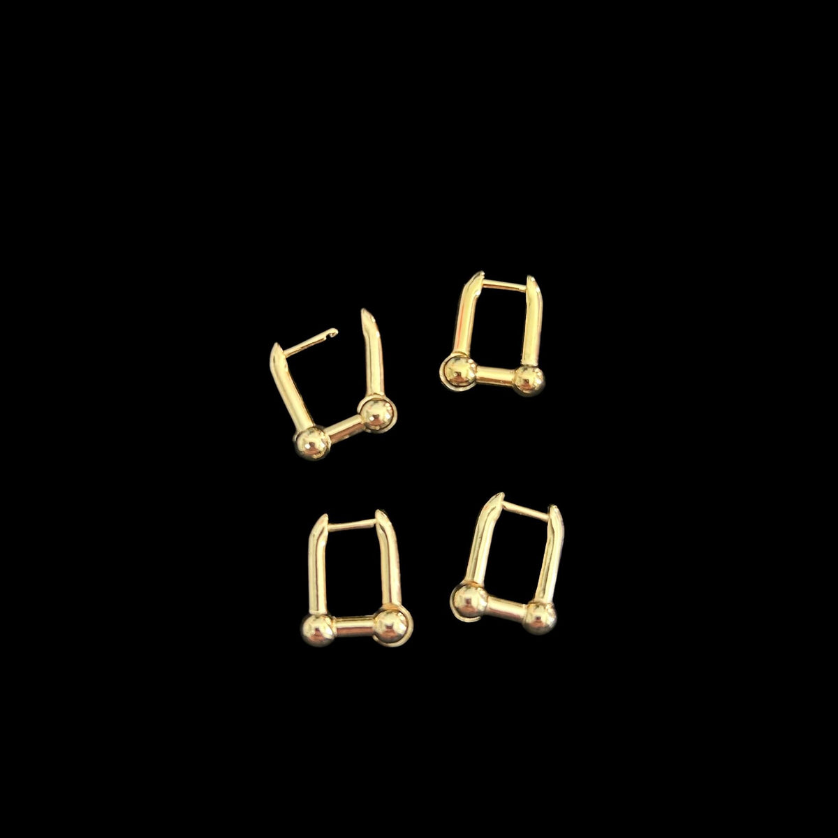 Gold Plated U-Shape Stud Earrings, Minimalist Geometric Design