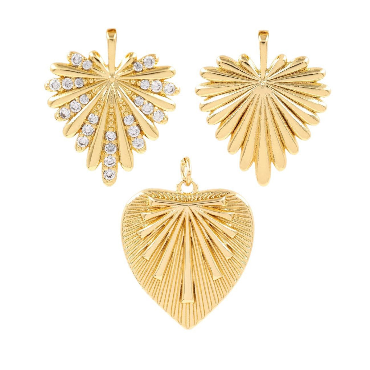 Gold Plated Heart Pendant: Starburst CZ Crystal Accent