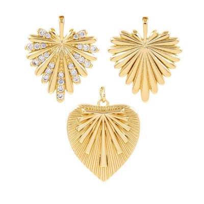 Gold Plated Heart Pendant: Starburst CZ Crystal Accent