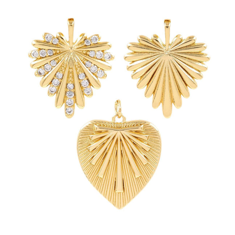 Gold Plated Heart Pendant: Starburst CZ Crystal Accent