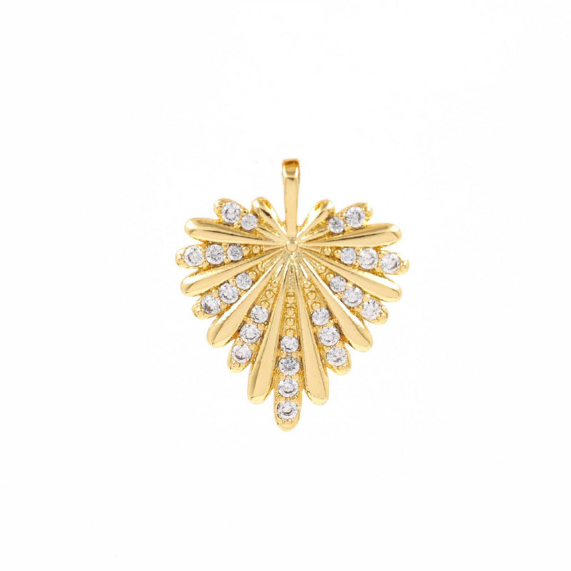 Gold Plated Heart Pendant: Starburst CZ Crystal Accent