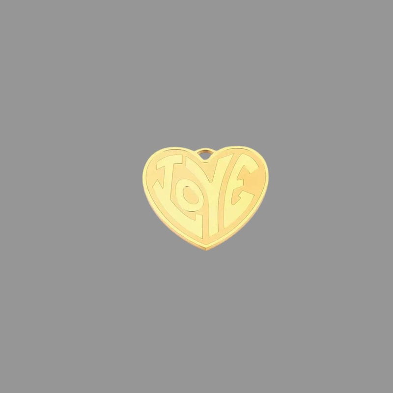 Embossed LOVE Charm Pendant | Heart & Round Coin