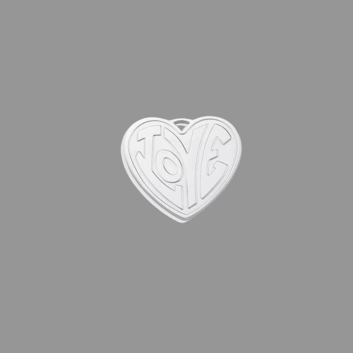 Embossed LOVE Charm Pendant | Heart & Round Coin