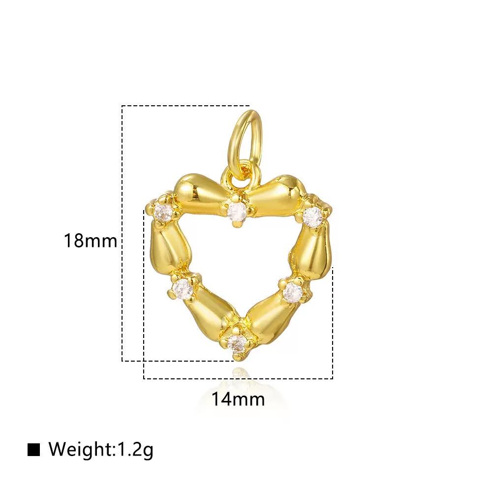 Gold & Silver Heart Charms with CZ | Textured Bow Heart Pendants