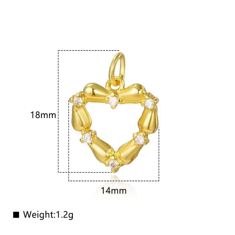 Gold & Silver Heart Charms with CZ | Textured Bow Heart Pendants