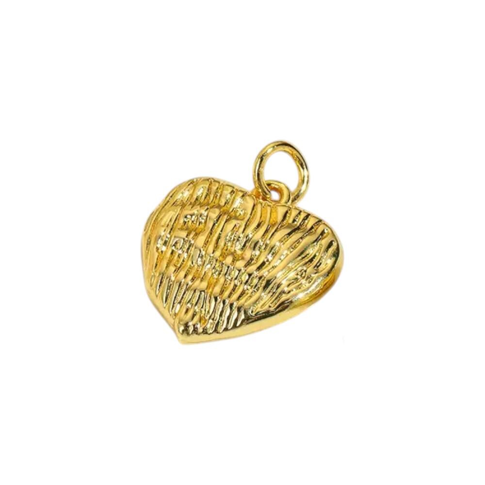 Gold & Silver Heart Charms with CZ | Textured Bow Heart Pendants