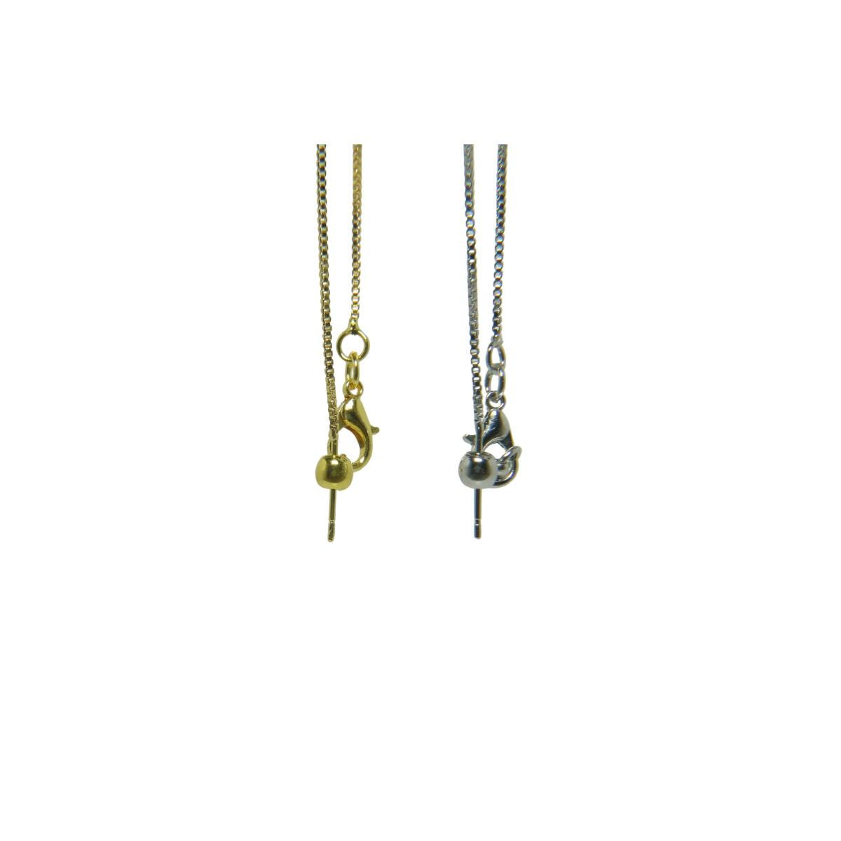 18 Inch Gold & Silver Box Chain Necklace, Lobster Clasp with Ball End