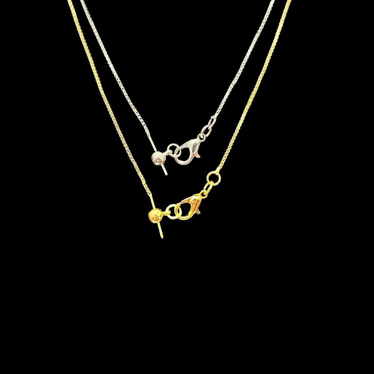18 Inch Gold & Silver Box Chain Necklace, Lobster Clasp with Ball End