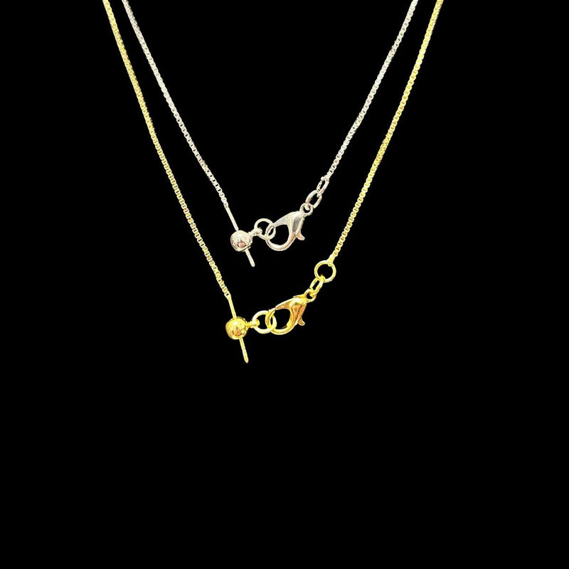 18 Inch Gold & Silver Box Chain Necklace, Lobster Clasp with Ball End
