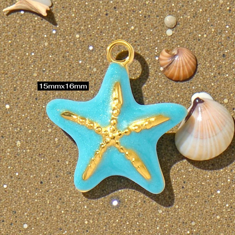 Gold Plated Beach Charms   Enamel Pendants for Necklaces & Bracelets / Ocean Jewelry