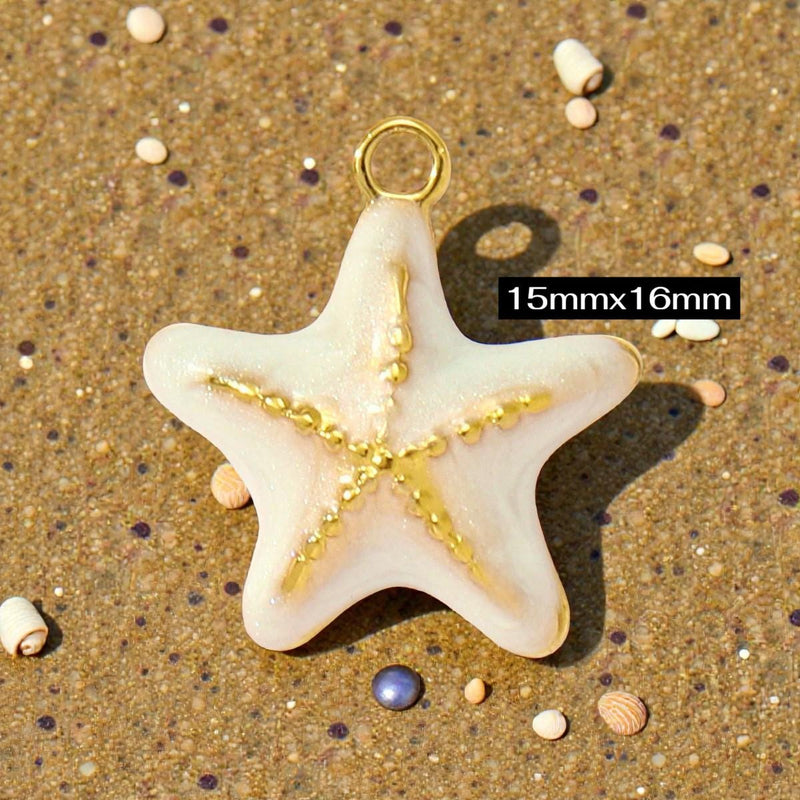 Gold Plated Beach Charms   Enamel Pendants for Necklaces & Bracelets / Ocean Jewelry