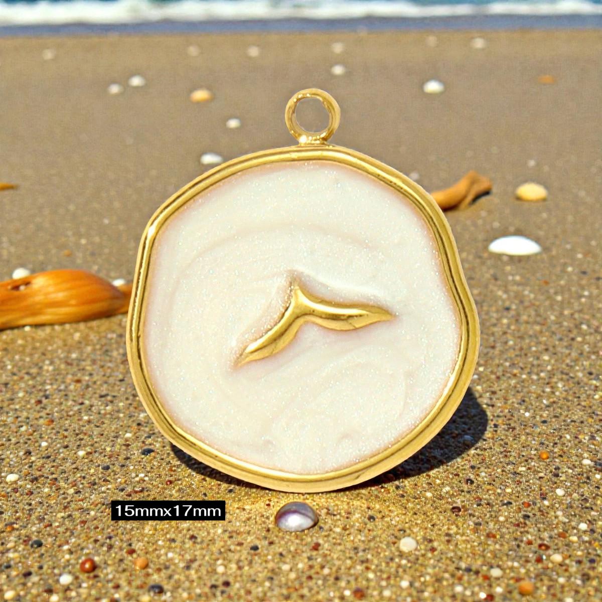 Gold Plated Beach Charms   Enamel Pendants for Necklaces & Bracelets / Ocean Jewelry