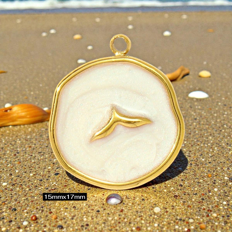 Gold Plated Beach Charms   Enamel Pendants for Necklaces & Bracelets / Ocean Jewelry