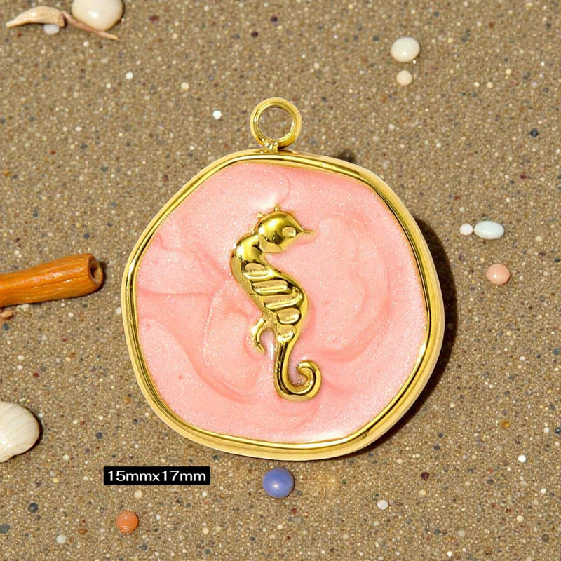 Gold Plated Beach Charms   Enamel Pendants for Necklaces & Bracelets / Ocean Jewelry