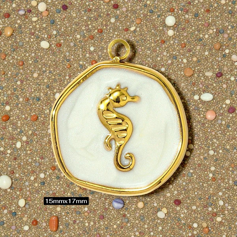 Gold Plated Beach Charms   Enamel Pendants for Necklaces & Bracelets / Ocean Jewelry