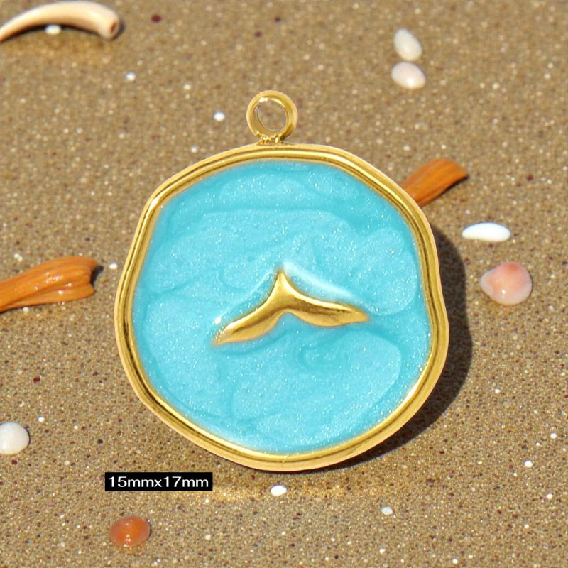 Gold Plated Beach Charms   Enamel Pendants for Necklaces & Bracelets / Ocean Jewelry