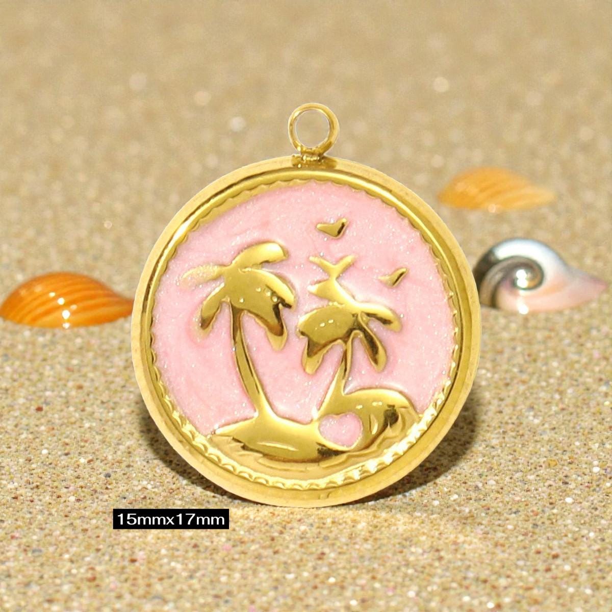 Gold Plated Beach Charms   Enamel Pendants for Necklaces & Bracelets / Ocean Jewelry