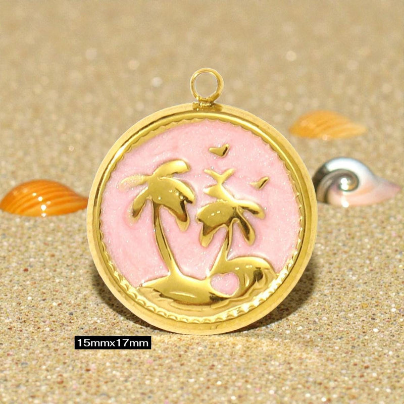 Gold Plated Beach Charms   Enamel Pendants for Necklaces & Bracelets / Ocean Jewelry
