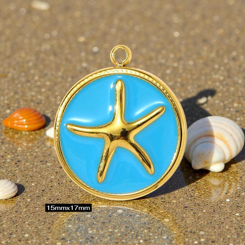 Gold Plated Beach Charms   Enamel Pendants for Necklaces & Bracelets / Ocean Jewelry