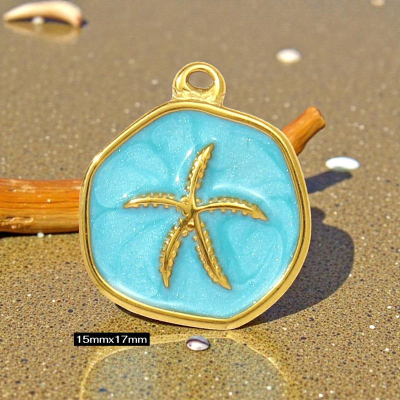 Gold Plated Beach Charms   Enamel Pendants for Necklaces & Bracelets / Ocean Jewelry