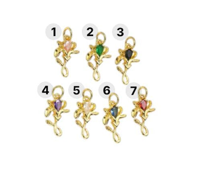 18K Gold Plated Rose Charms | Colorful Zircon Flower DIY Jewelry