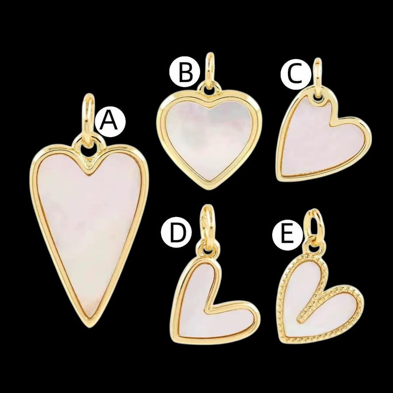 Gold Plated Mother of Pearl Heart Charm | DIY Jewelry