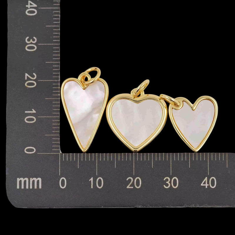 Gold Plated Mother of Pearl Heart Charm | DIY Jewelry
