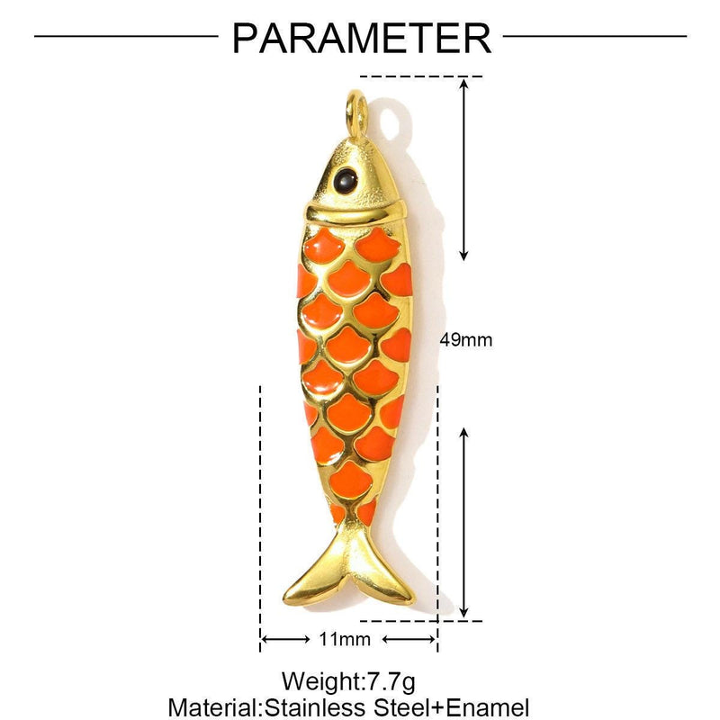Gold Plated Ocean Charms  Fish, Shell & Shark CZ Enamel Pendants for Bracelets, Necklaces , Keychains