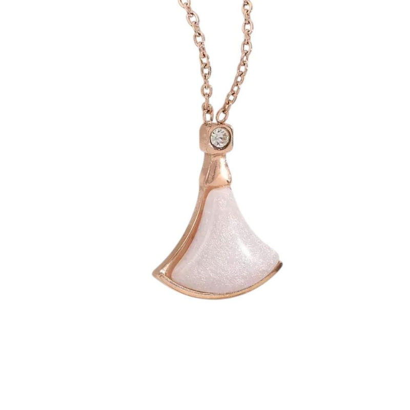 Rose Gold Fan Charm Necklace